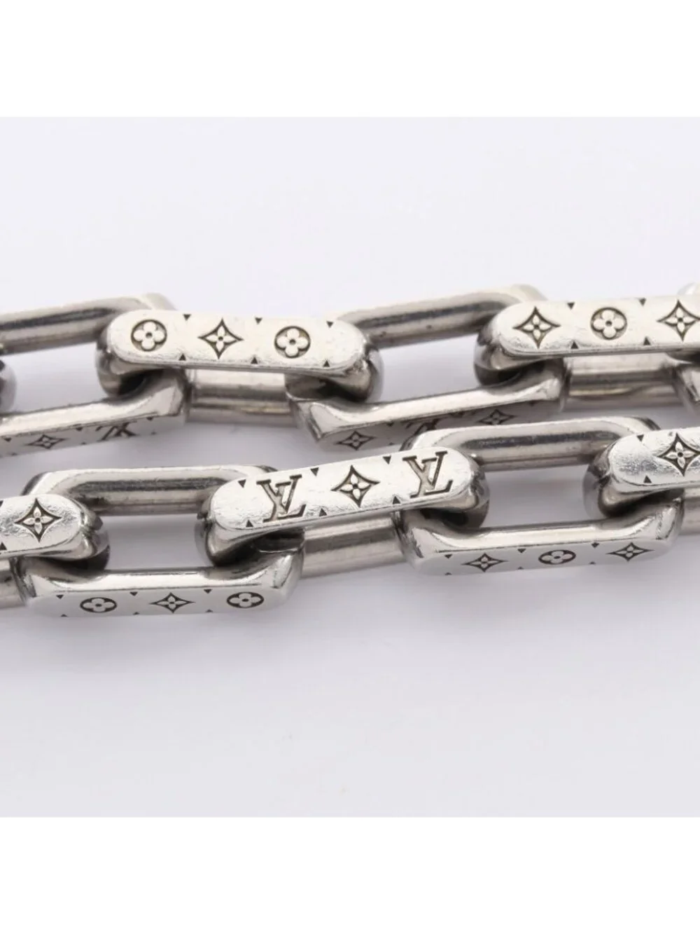 Louis Vuitton Necklace Collier Chain Monogram Silver Stainless Steel